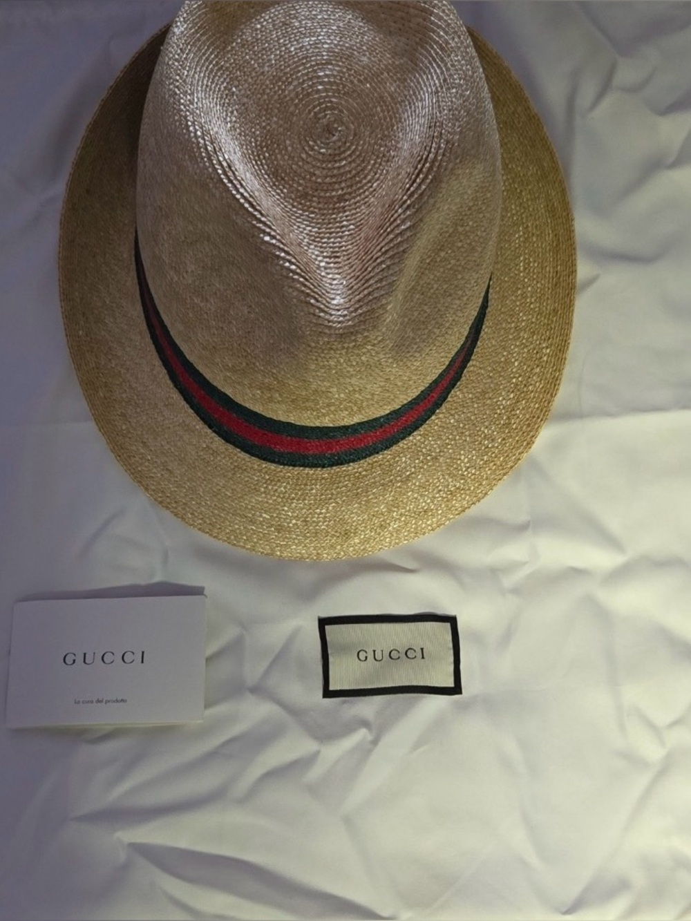Gucci Natural Straw Fedora with Black Interior Band